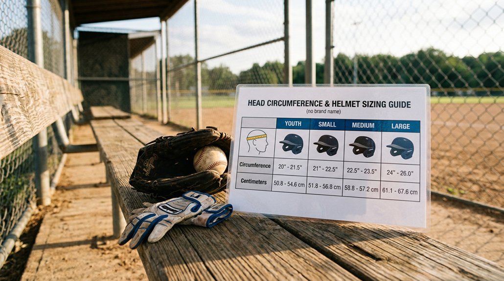 baseball helmet size charts by age