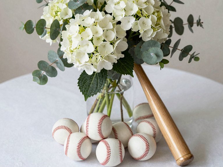 elegant baseball themed centerpieces with candles