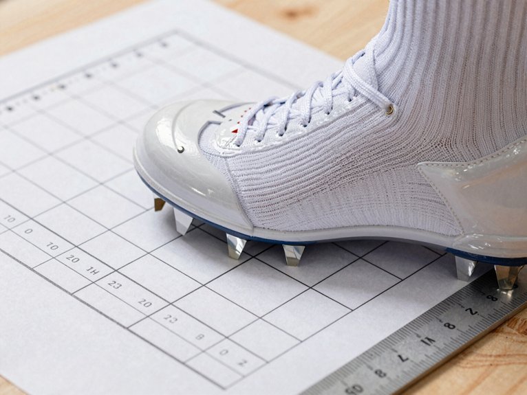 measure feet size baseball cleats correctly